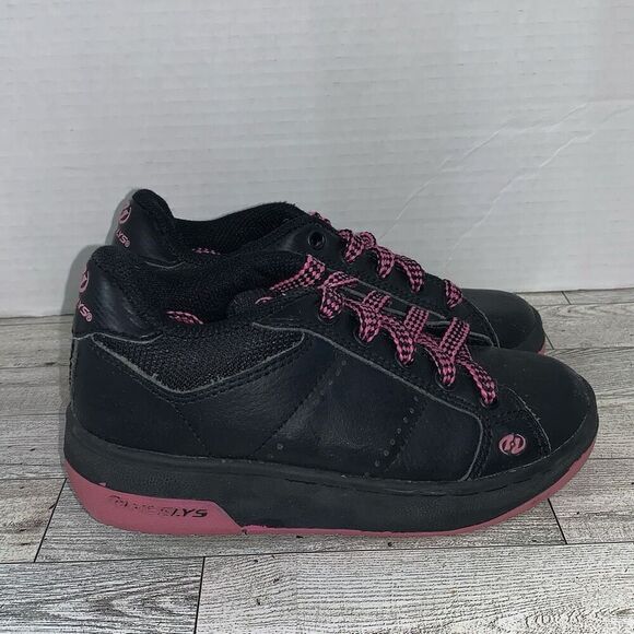 Heelys 7084 Black Pink Leather‎ Lace-Up Wheeled Skate Sneaker Shoes Womens US 1 - Picture 1 of 7